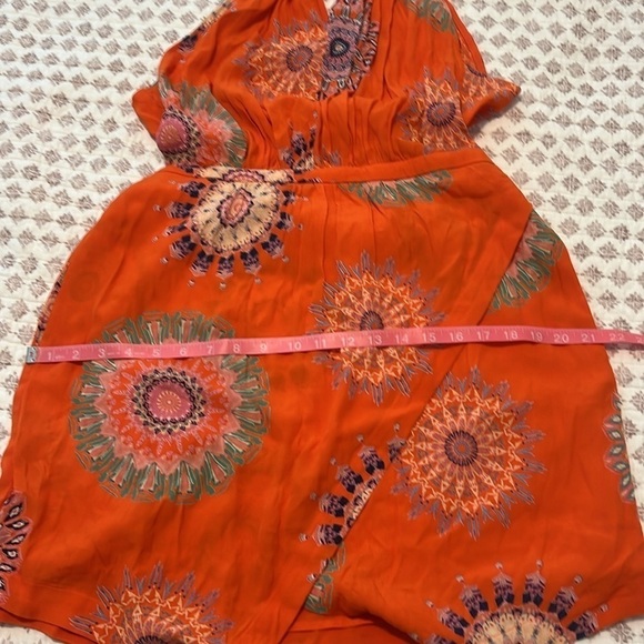 Floreat Anthropologie Livia Bright Orange Mandala Print Halter Keyhole Dress 12P - Picture 13 of 17